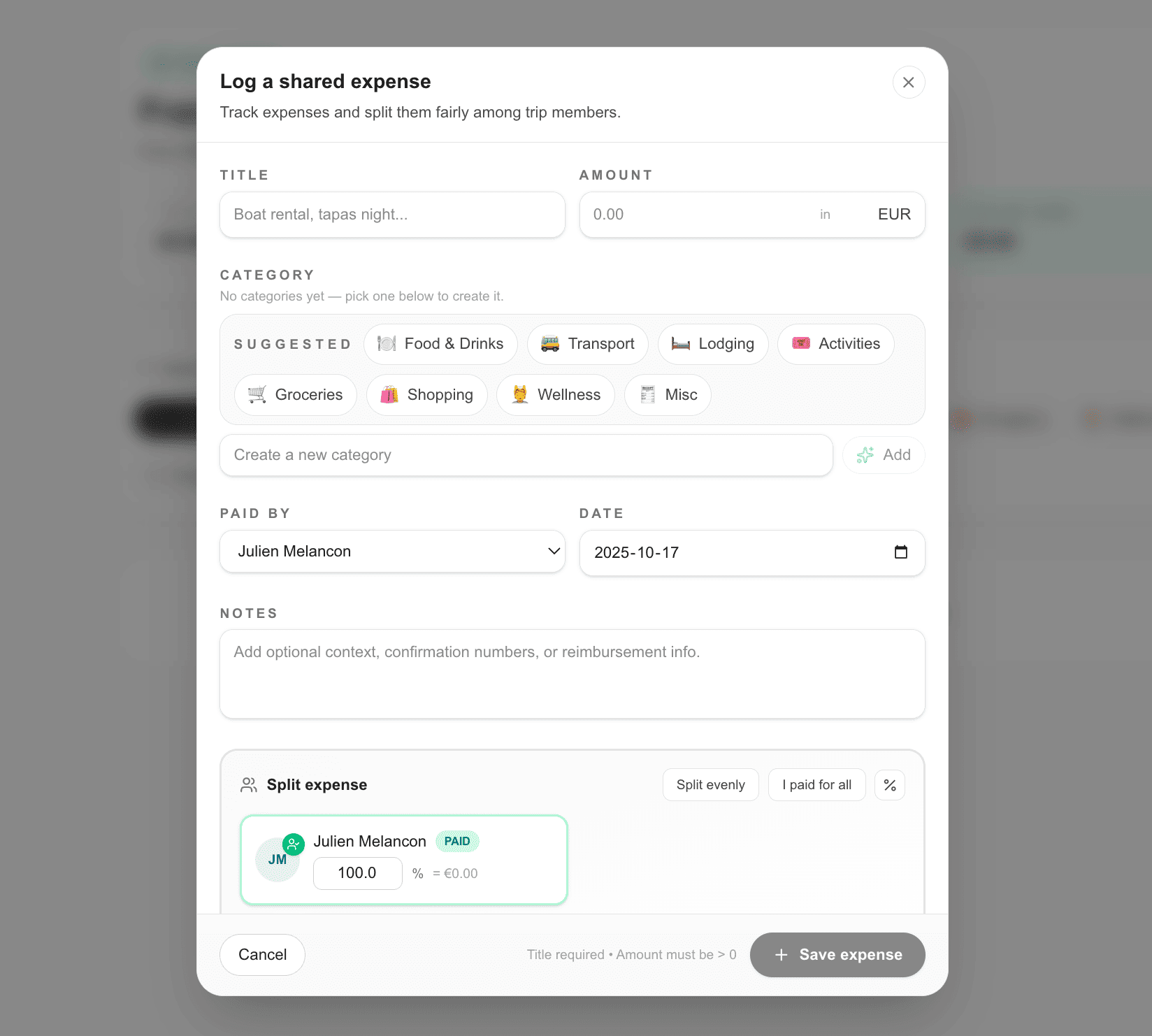 Track expenses